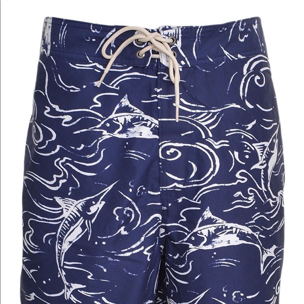 Nautica Mens Swordfish Swim Trunks Navy White